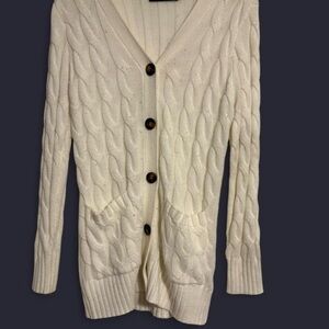 Cream Cable-Knit Button-Front Cardigan